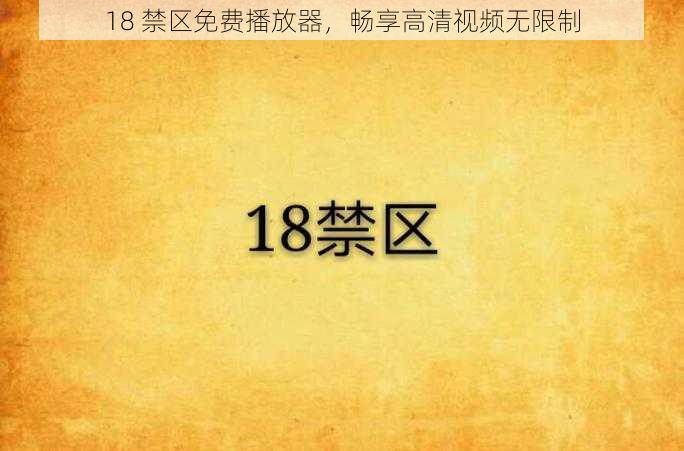 18 禁区免费播放器，畅享高清视频无限制