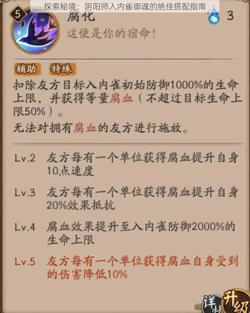 探索秘境：阴阳师入内雀御魂的绝佳搭配指南