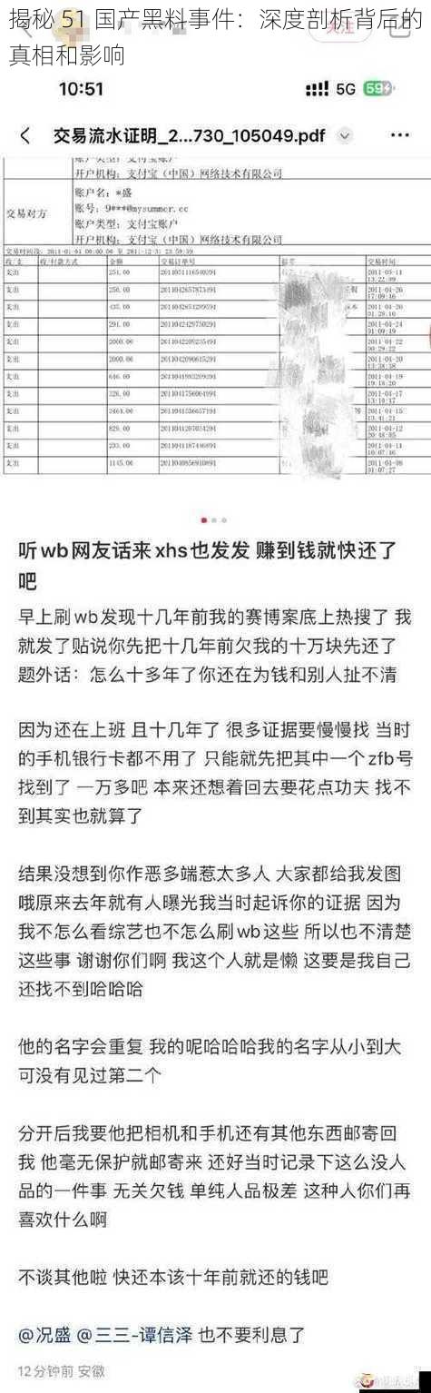 揭秘 51 国产黑料事件：深度剖析背后的真相和影响