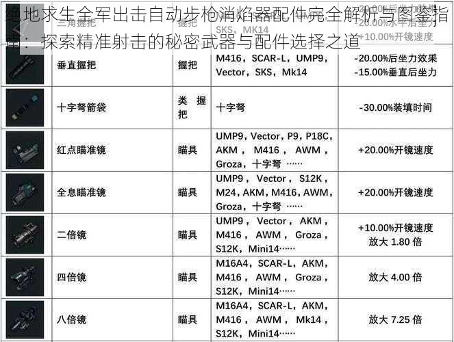 绝地求生全军出击自动步枪消焰器配件完全解析与图鉴指南：探索精准射击的秘密武器与配件选择之道