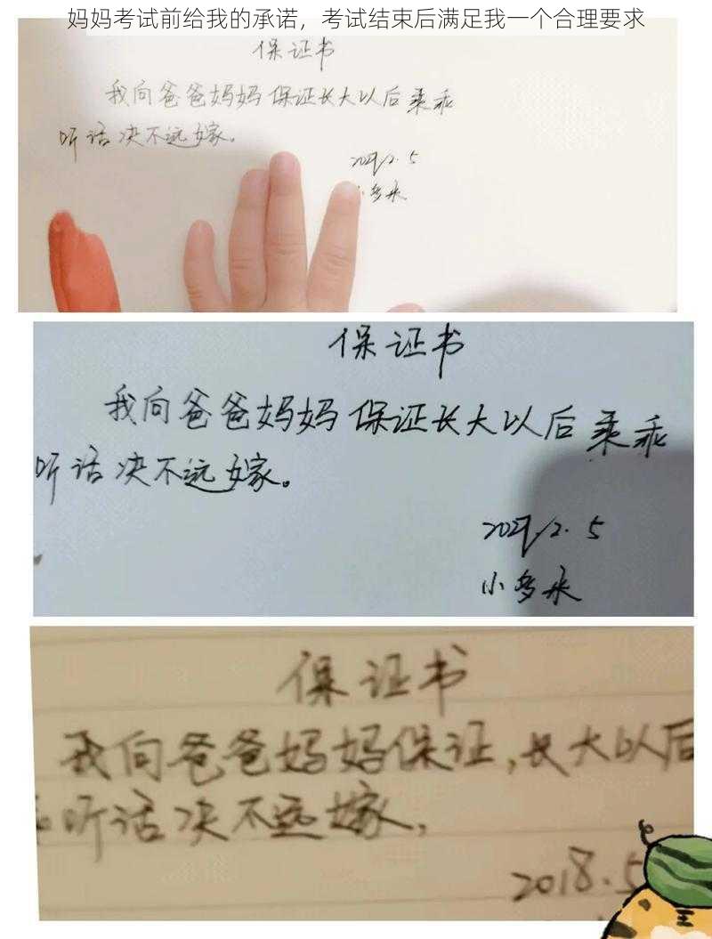 妈妈考试前给我的承诺，考试结束后满足我一个合理要求