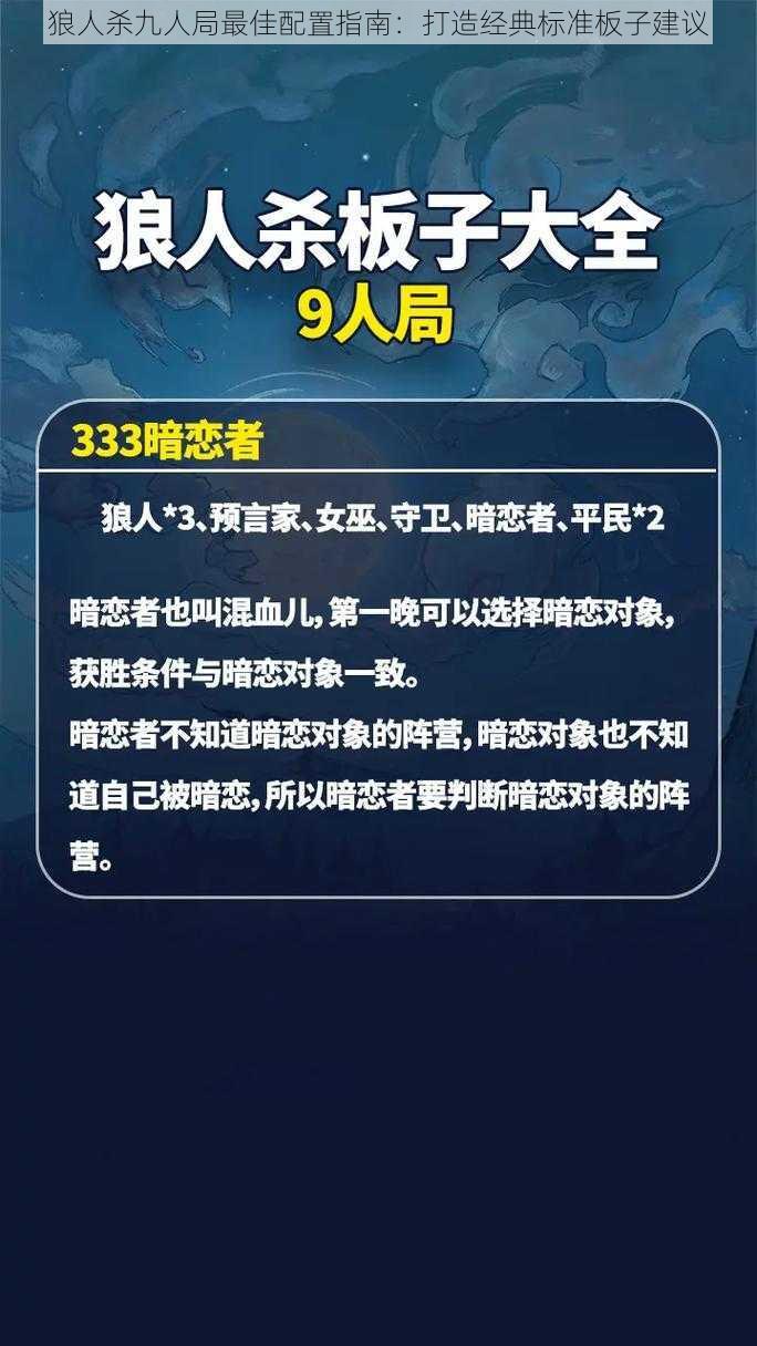 狼人杀九人局最佳配置指南：打造经典标准板子建议