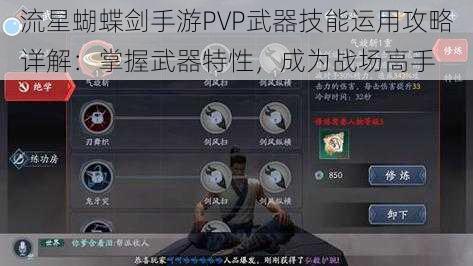 流星蝴蝶剑手游PVP武器技能运用攻略详解：掌握武器特性，成为战场高手