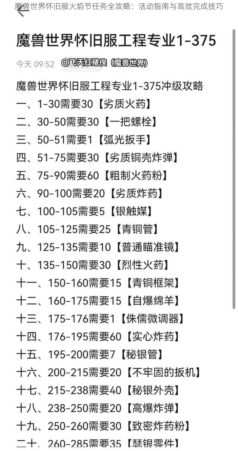 魔兽世界怀旧服火焰节任务全攻略：活动指南与高效完成技巧