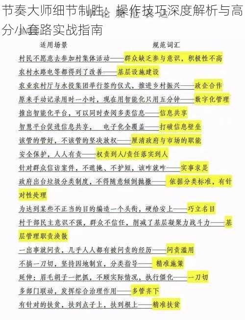 节奏大师细节制胜：操作技巧深度解析与高分小套路实战指南