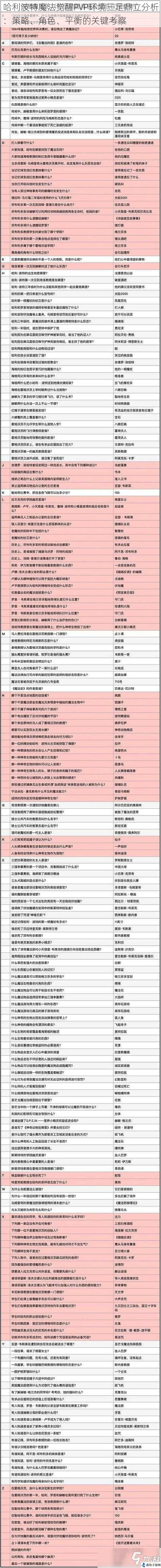 哈利波特魔法觉醒PVP环境三足鼎立分析：策略、角色、平衡的关键考察