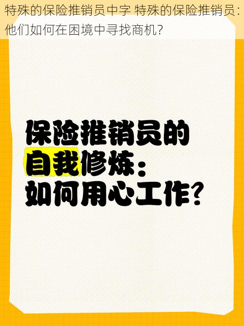 特殊的保险推销员中字 特殊的保险推销员：他们如何在困境中寻找商机？