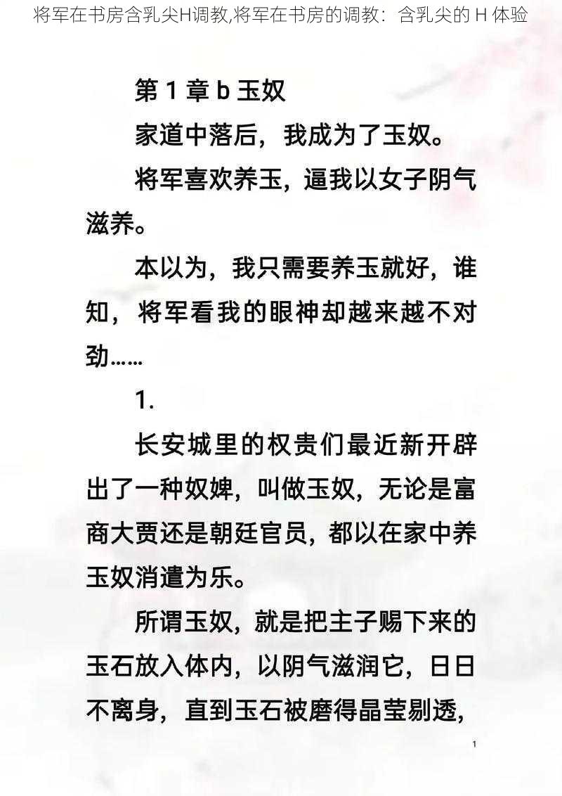 将军在书房含乳尖H调教,将军在书房的调教：含乳尖的 H 体验