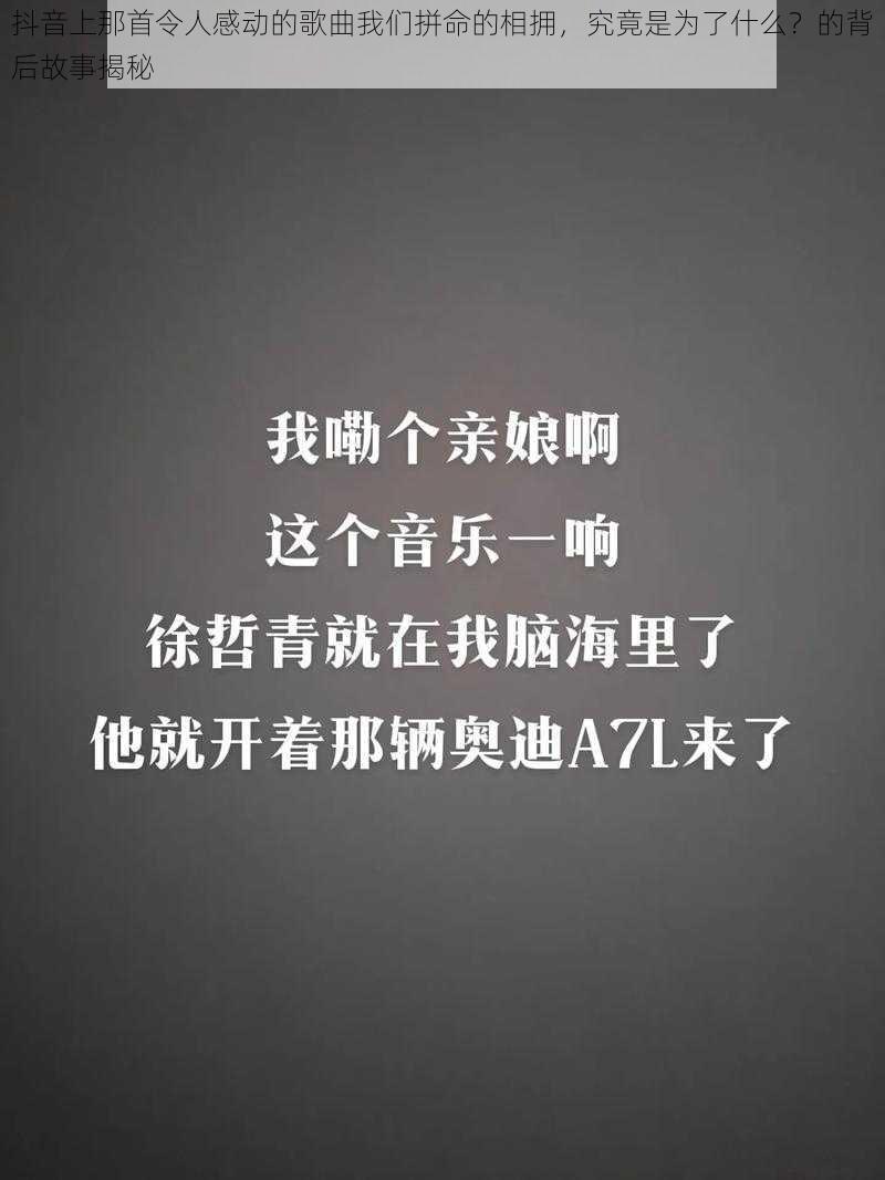 抖音上那首令人感动的歌曲我们拼命的相拥，究竟是为了什么？的背后故事揭秘