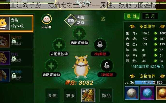 热血江湖手游：龙猫宠物全解析——属性、技能与图鉴指南