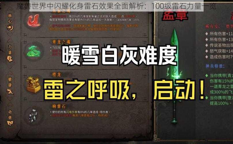 魔兽世界中闪耀化身雷石效果全面解析：100级雷石力量一览