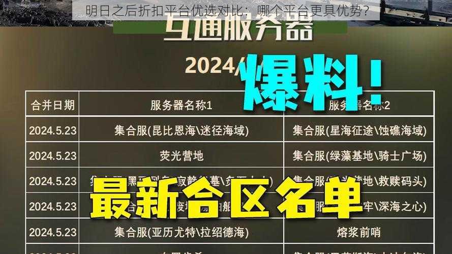 明日之后折扣平台优选对比：哪个平台更具优势？