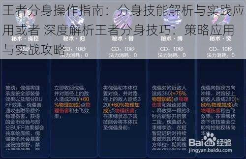 王者分身操作指南：分身技能解析与实践应用或者 深度解析王者分身技巧：策略应用与实战攻略