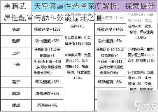 黑暗武士天空套属性选择深度解析：探索最佳属性配置与战斗效能提升之道