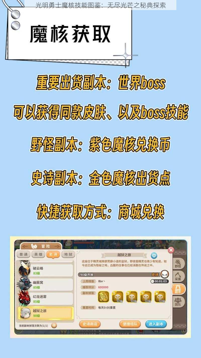 光明勇士魔核技能图鉴：无尽光芒之秘典探索