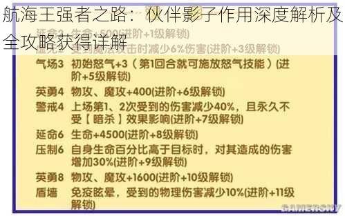 航海王强者之路：伙伴影子作用深度解析及全攻略获得详解