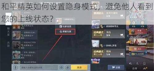 和平精英如何设置隐身模式，避免他人看到您的上线状态？