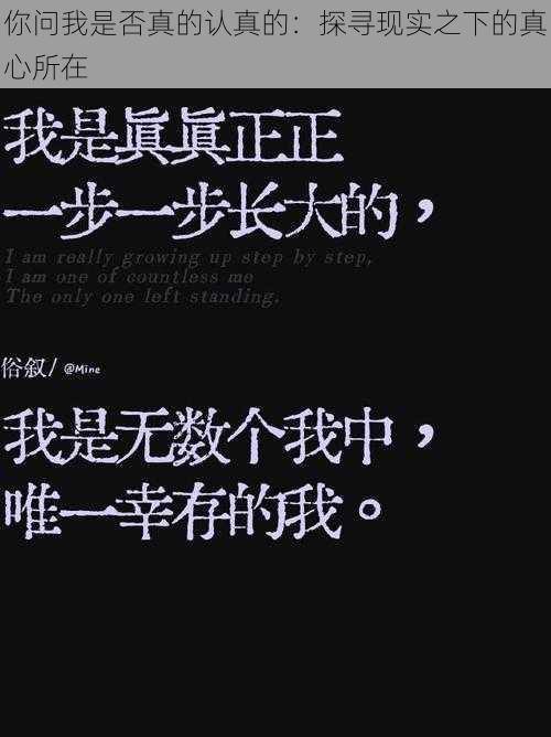 你问我是否真的认真的:探寻现实之下的真心所在